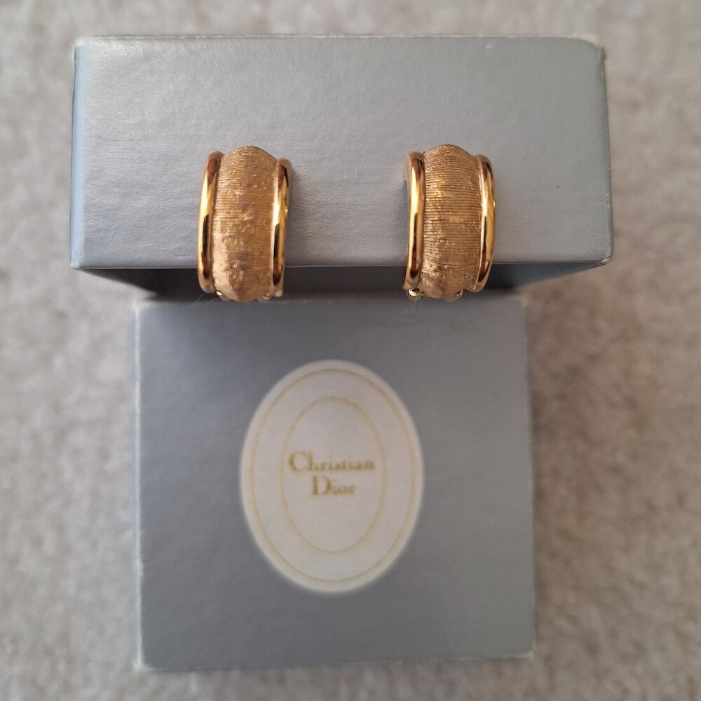 Vintage Christian Dior Clip-On Earrings with Box
